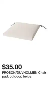 IKEA FRÖSÖN/DUVHOLMEN Chair pad, outdoor, beige offer
