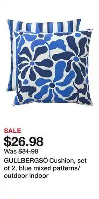 IKEA GULLBERGSÖ Cushion, set of 2, blue mixed patterns/outdoor indoor offer