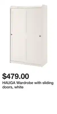 IKEA HAUGA Wardrobe with sliding doors, white offer