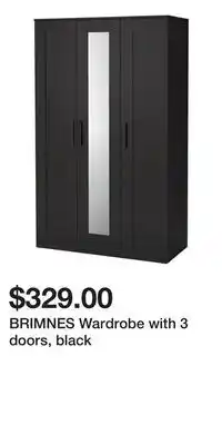 IKEA BRIMNES Wardrobe with 3 doors, black offer