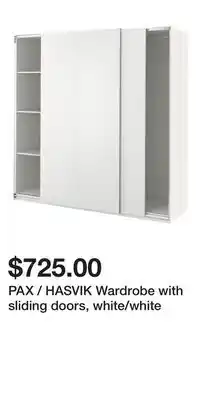 IKEA PAX / HASVIK Wardrobe with sliding doors, white/white offer