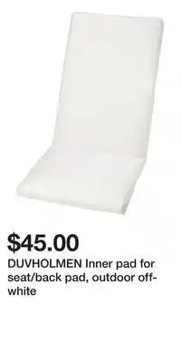 IKEA DUVHOLMEN Inner pad for seat/back pad, outdoor off-white offer