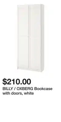 IKEA BILLY / OXBERG Bookcase with doors, white offer