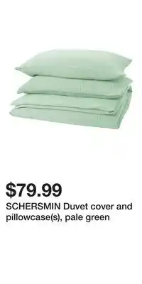 IKEA SCHERSMIN Duvet cover and pillowcase(s), pale green offer