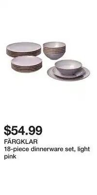 IKEA FÄRGKLAR 18-piece dinnerware set, light pink offer