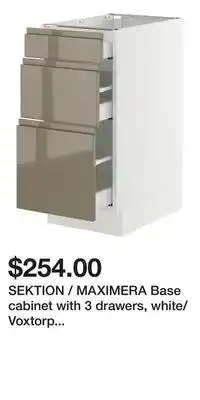 IKEA SEKTION / MAXIMERA Base cabinet with 3 drawers, white/Voxtorp high-gloss dark grey-brown offer