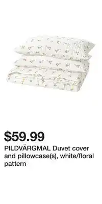 IKEA PILDVÄRGMAL Duvet cover and pillowcase(s), white/floral pattern offer