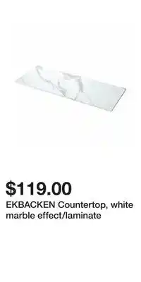 IKEA EKBACKEN Countertop, white marble effect/laminate offer