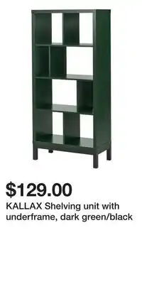 IKEA KALLAX Shelving unit with underframe, dark green/black offer