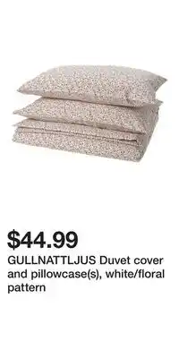 IKEA GULLNATTLJUS Duvet cover and pillowcase(s), white/floral pattern offer