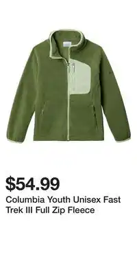 Mark's Columbia Youth Unisex Fast Trek III Full Zip Fleece offer