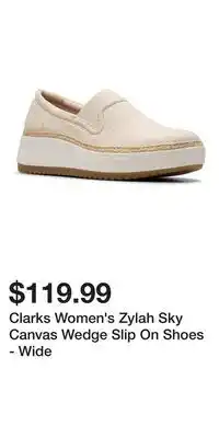 Mark's Clarks Women's Zylah Sky Canvas Wedge Slip On Shoes - Wide offer