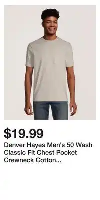 Mark's Denver Hayes Men's 50 Wash Classic Fit Chest Pocket Crewneck Cotton T Shirt offer