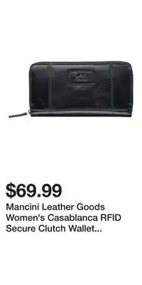 Mark's Mancini Leather Goods Women's Casablanca RFID Secure Clutch Wallet Black offer