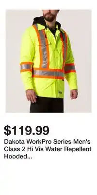 Mark's Dakota WorkPro Series Men's Class 2 Hi Vis Water Repellent Hooded Quilt Shirt Jacket offer