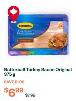 Voilà Butterball Turkey Bacon Original 375 g offer