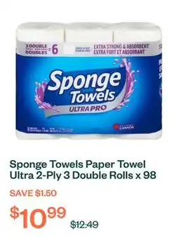 Voilà Sponge Towels Paper Towel Ultra 2-Ply 3 Double Rolls x 98 Sheets offer