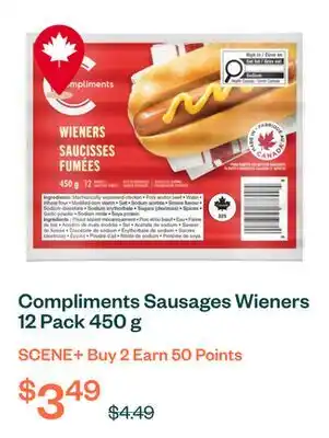 Voilà Compliments Sausages Wieners 12 Pack 450 g offer