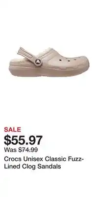 Sport Chek Crocs Unisex Classic Fuzz-Lined Clog Sandals offer