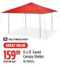 Canadian Tire Outbound eaved canopy shelter offer