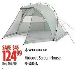Canadian Tire Woods hideout screen house offer