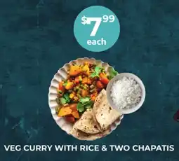Food World Supermarket VEG CURRY WITH RICE & TWO CHAPATIS offer
