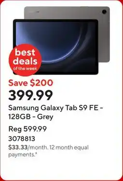 Staples Samsung Galaxy Tab S9 FE - 128GB - Grey offer