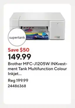 Staples Brother MFC-J1205W INKvestment Tank Multifunction Colour Inkjet Printer offer