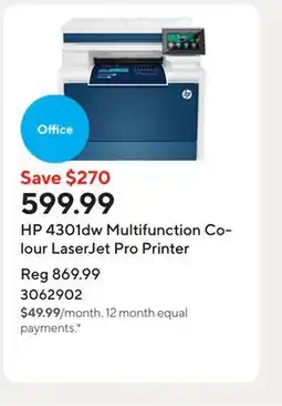 Staples HP 4301dw Multifunction Colour LaserJet Pro Printer offer