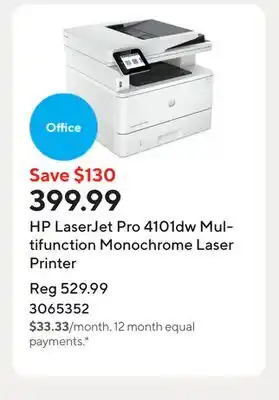Staples HP LaserJet Pro 4101dw Multifunction Monochrome Laser Printer offer