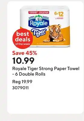 Staples Royale Tiger Strong Paper Towel - 6 Double Rolls offer