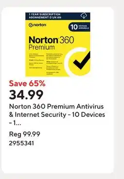 Staples Norton 360 Premium Antivirus & Internet Security - 10 Devices - 1 Year Subscription offer