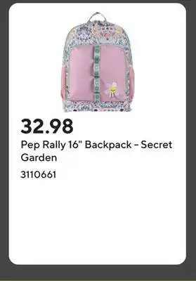 Staples Pep Rally 16 Backpack - Secret Garden offer