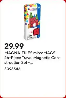 Staples MAGNA-TILES mircoMAGS 26-Piece Travel Magnetic Construction Set - Bold Colors offer