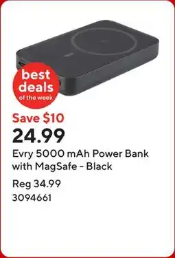Staples Evry 5000 mAh Power Bank with MagSafe - Black offer