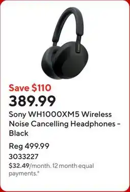 Staples Sony WH1000XM5 Wireless Noise Cancelling Headphones - Black offer