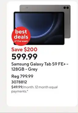 Staples Samsung Galaxy Tab S9 FE+ - 128GB - Grey offer
