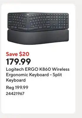 Staples Logitech ERGO K860 Wireless Ergonomic Keyboard - Split Keyboard offer