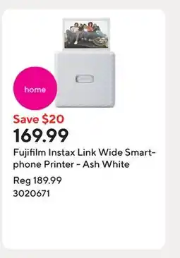 Staples Fujifilm Instax Link Wide Smartphone Printer - Ash White offer