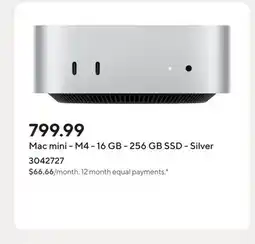 Staples Mac mini - M4 - 16 GB - 256 GB SSD - Silver offer