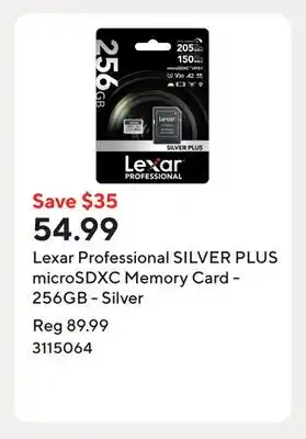 Staples Lexar Professional SILVER PLUS microSDXC Memory Card - 256GB - Silver offer