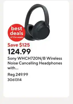 Staples Sony WHCH720N/B Wireless Noise Cancelling Headphones with Microphone - Black offer