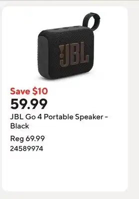 Staples JBL Go 4 Portable Speaker - Black offer