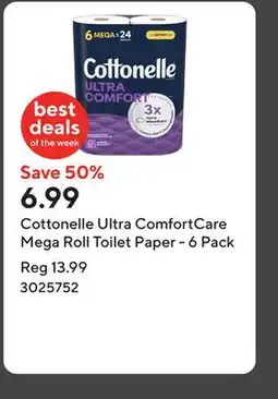 Staples Cottonelle Ultra ComfortCare Mega Roll Toilet Paper - 6 Pack offer