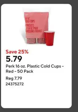 Staples Perk 16 oz. Plastic Cold Cups - Red - 50 Pack offer