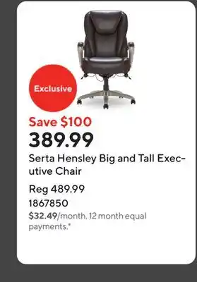 Staples Serta Hensley Big and Tall Executive Chair offer