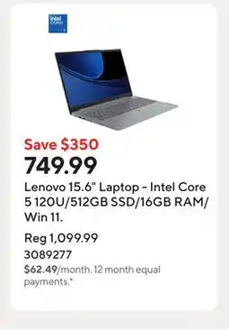 Staples Lenovo 15.6 Laptop - Intel Core 5 120U/512GB SSD/16GB RAM/Win 11 offer