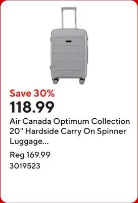 Staples Air Canada Optimum Collection 20 Hardside Carry On Spinner Luggage - Light Grey offer
