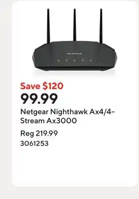 Staples Netgear Nighthawk Ax4/4-Stream Ax3000 offer