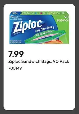 Staples Ziploc Sandwich Bags, 90 Pack offer